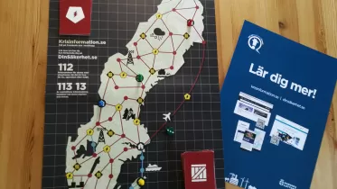 Sverigekarta med krisinformation, broschyr